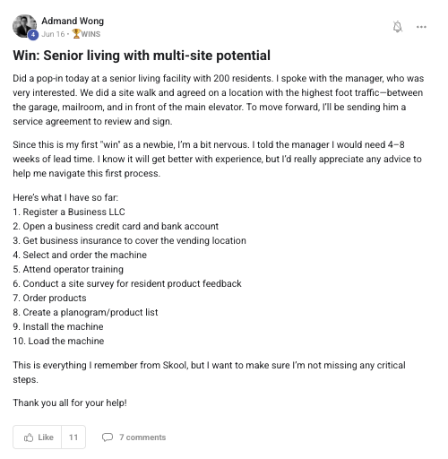 Verbal yes from a 200-resident senior living facility