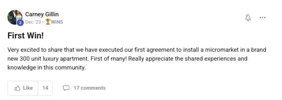 First agreement to install in a 300-unit luxury apartment