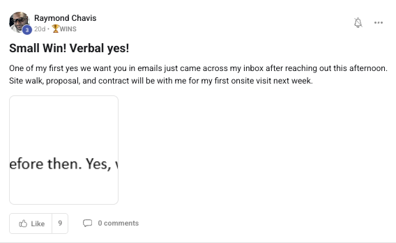 First verbal yes on an outreach lead